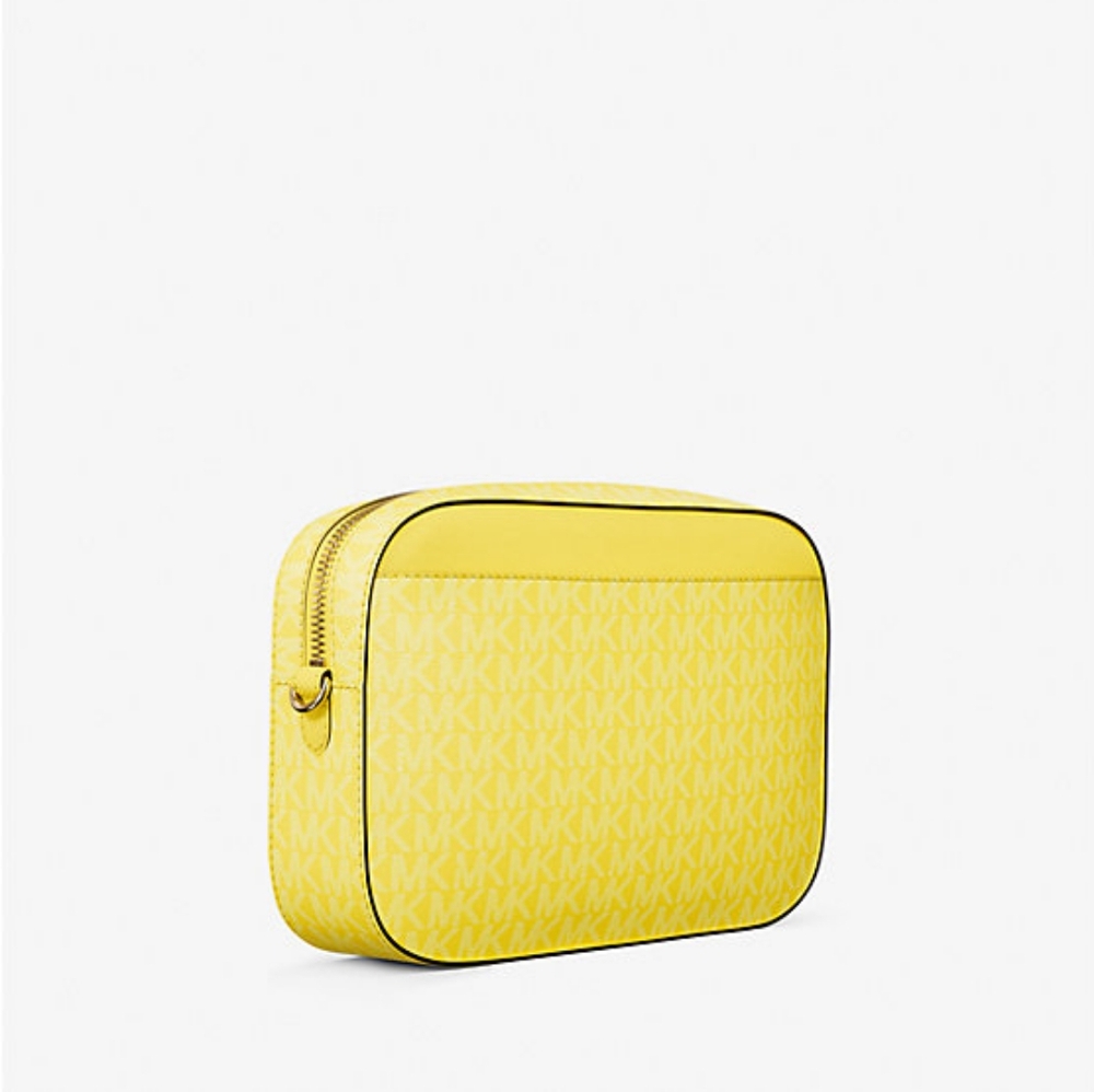 NWT Michael Kors Jet Set Large Logo Crossbody Bag Daisy Yellow - Picture 5 of 10